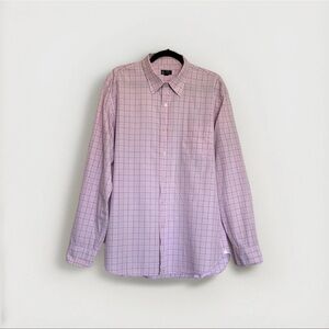 J. Crew Men’s Size XL Dress Shirt Checkered 120's 2ply Cotton Button Down Pink